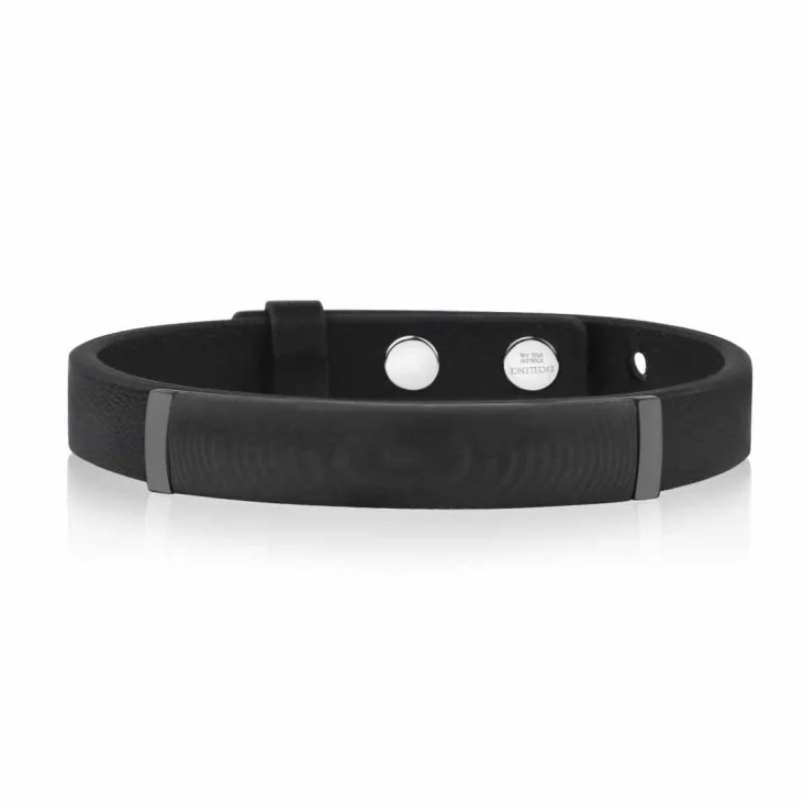 Bracelet Excellence Acier 316L, carbone & cuir 2