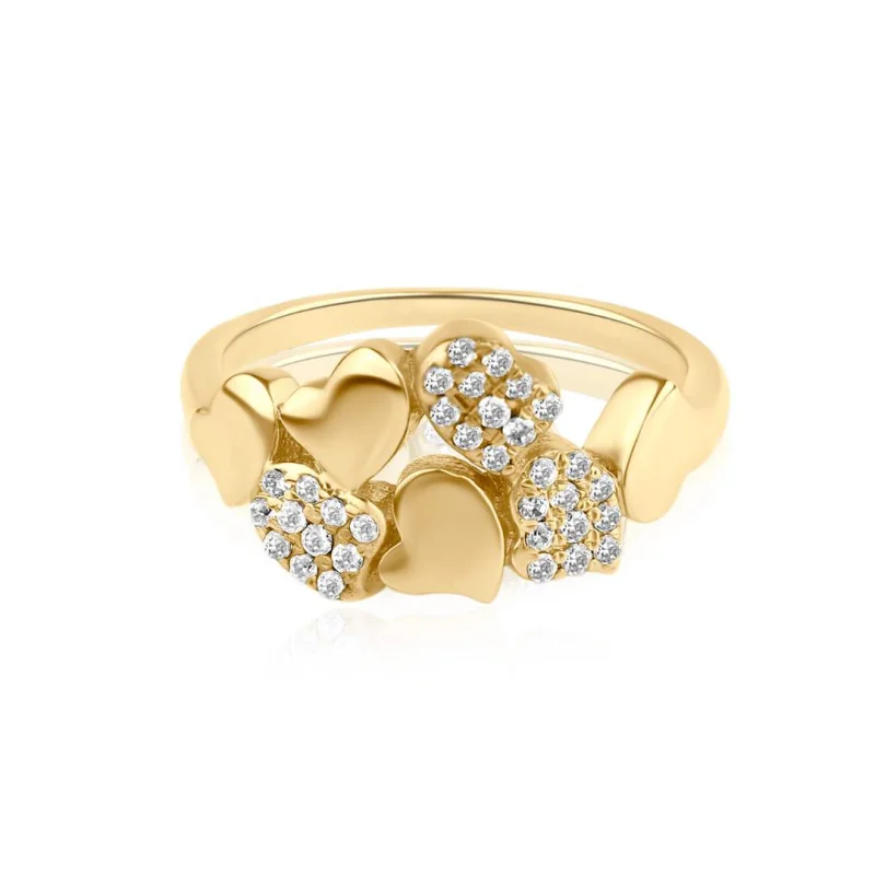 Bague multi cœurs Excellence Plaqué...