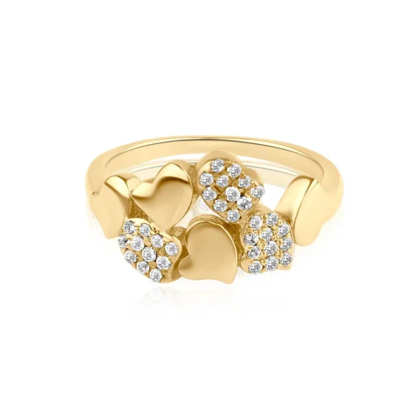 Bague multi cœurs Excellence Plaqué Or 18K 3Mic
