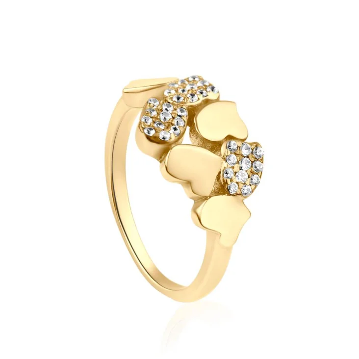 Bague multi cœurs Excellence Plaqué Or 18K 3Mic 2