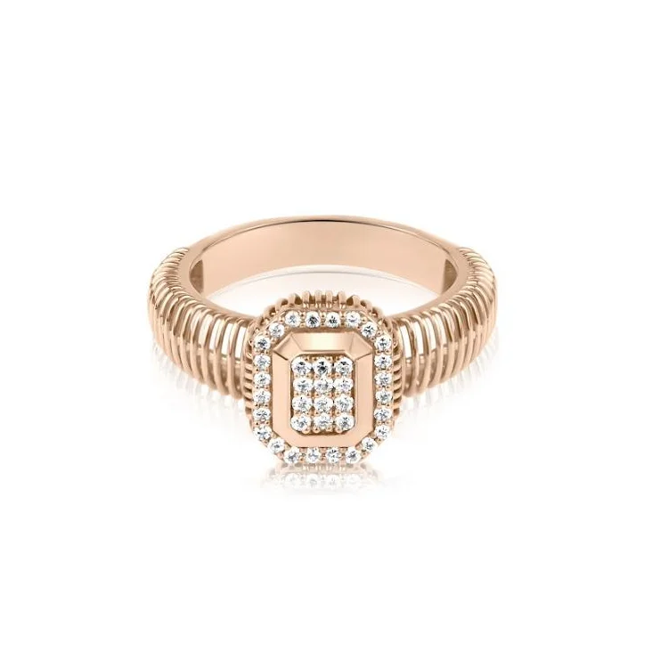 Bague Excellence en Or rose 750/1000 sertie de diamants