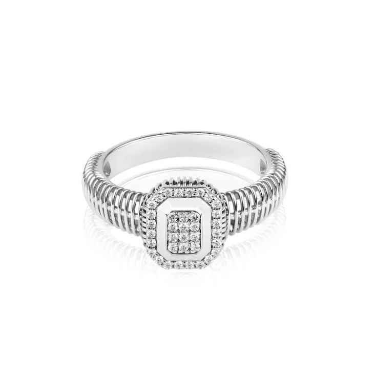 Bague Excellence en Or gris 750/1000 sertie de diamants