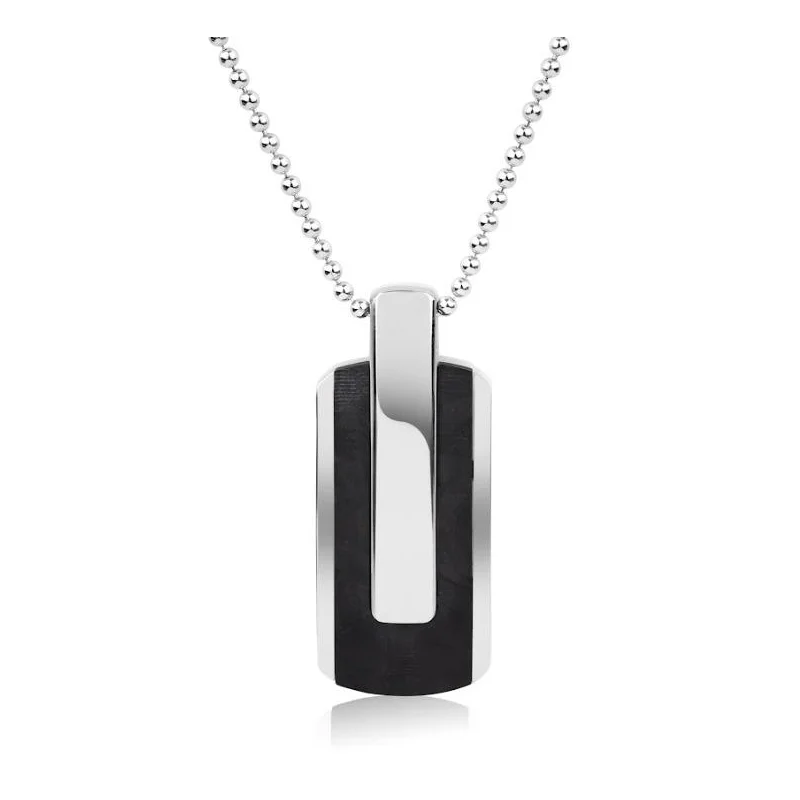 Pendentif Excellence Acier 316L & carbone Pendentif Excellence Acier 316L & carbone
