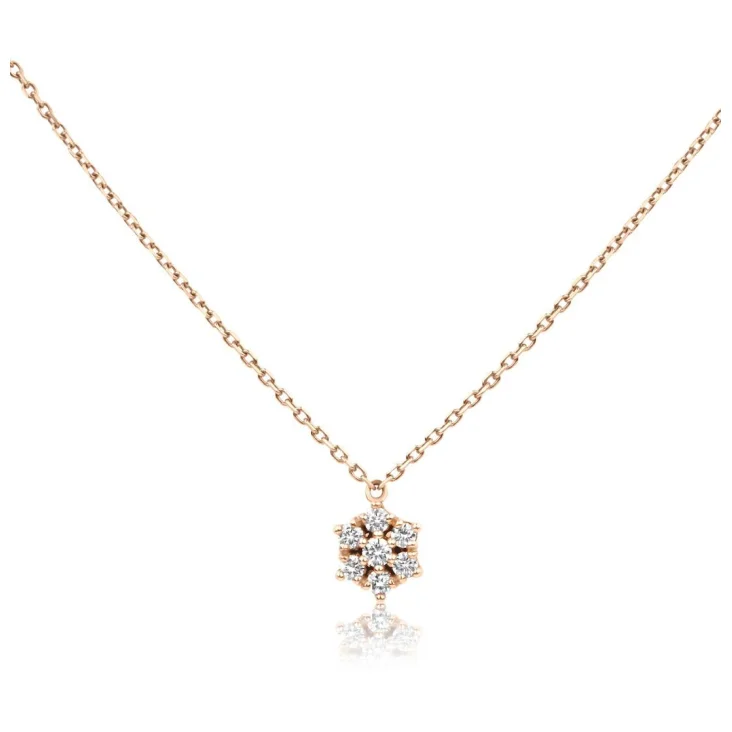 Collier Marguerite Or rose & diamants
