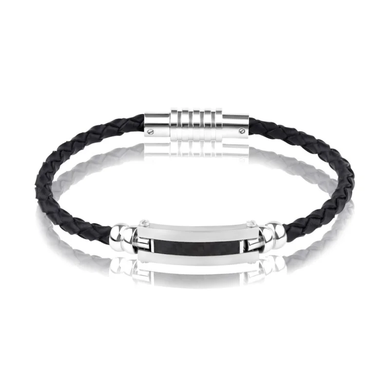 Bracelet Excellence Acier 316L & cuir tressé Bracelet Excellence Acier 316L & cuir tressé