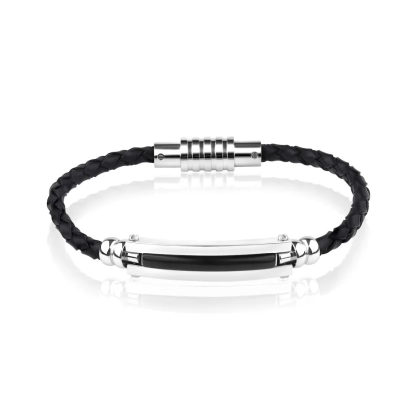 Bracelet Excellence Acier 316L & cuir tressé Bracelet Excellence Acier 316L & cuir tressé