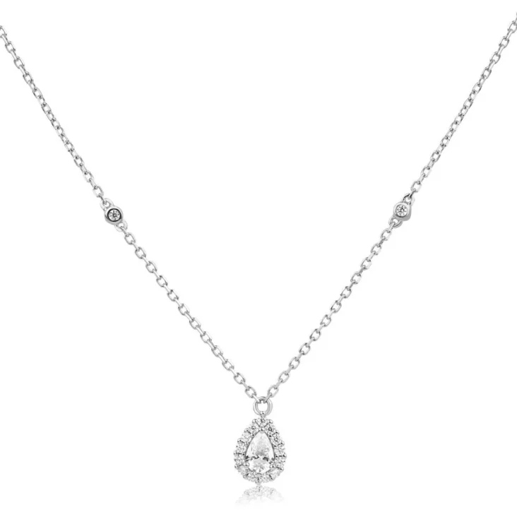 Collier poire Excellence Argent 925 Rhodié