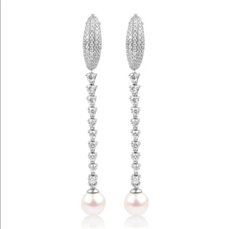 Boucles Excellence Argent 925 Rhodié & Perles D'eau Douce