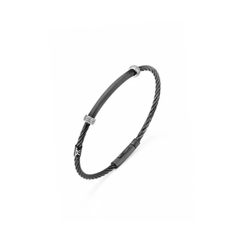 Bracelet Excellence en acier 316L PVD noir câble tressé Small