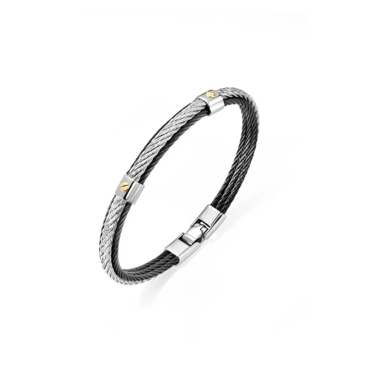 Bracelet Excellence en acier 316L PVD noir et Or 18K Small