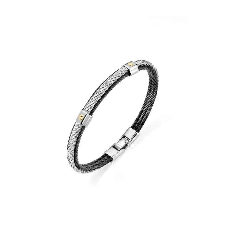 Bracelet Excellence en acier 316L PVD noir et Or 18K Small