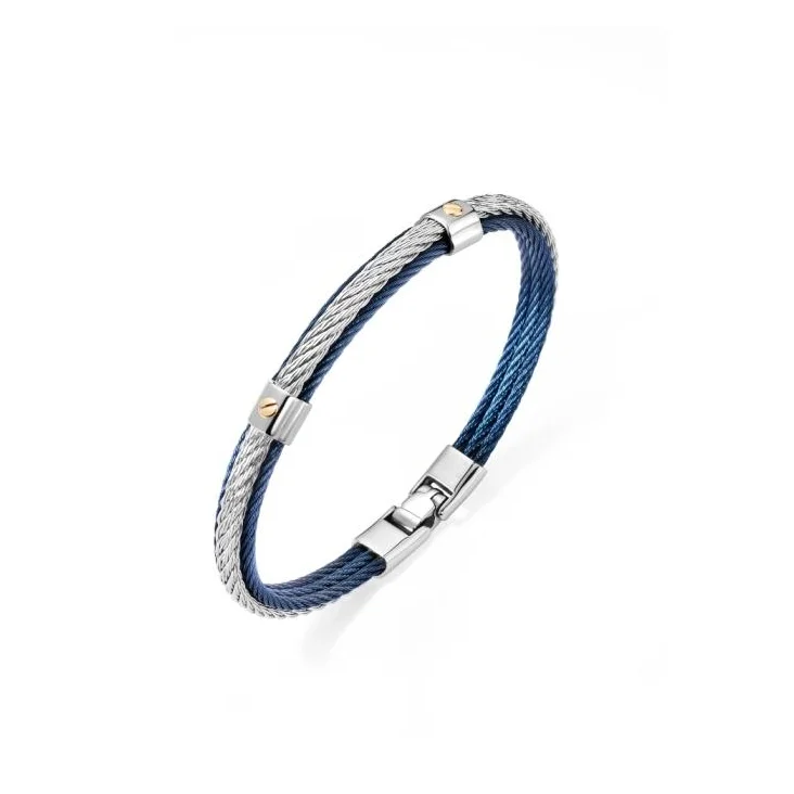 Bracelet Excellence en Acier 316L PVD bleu et Or 18K Small