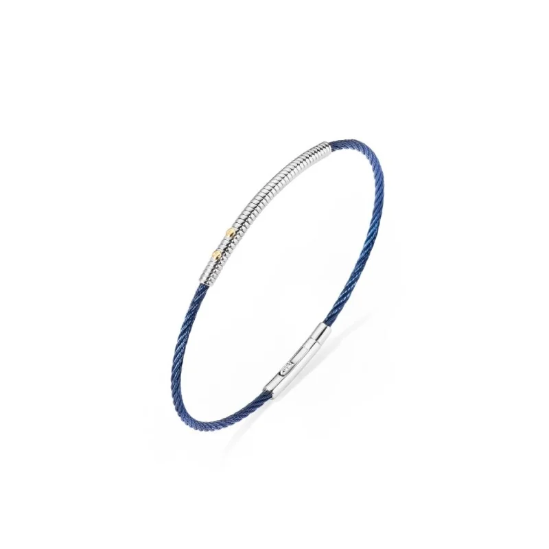 Bracelet Excellence en acier 316L PVD bleu avec clous Or 18K Medium Bracelet Excellence en acier 316L PVD bleu avec clous Or 18K Medium