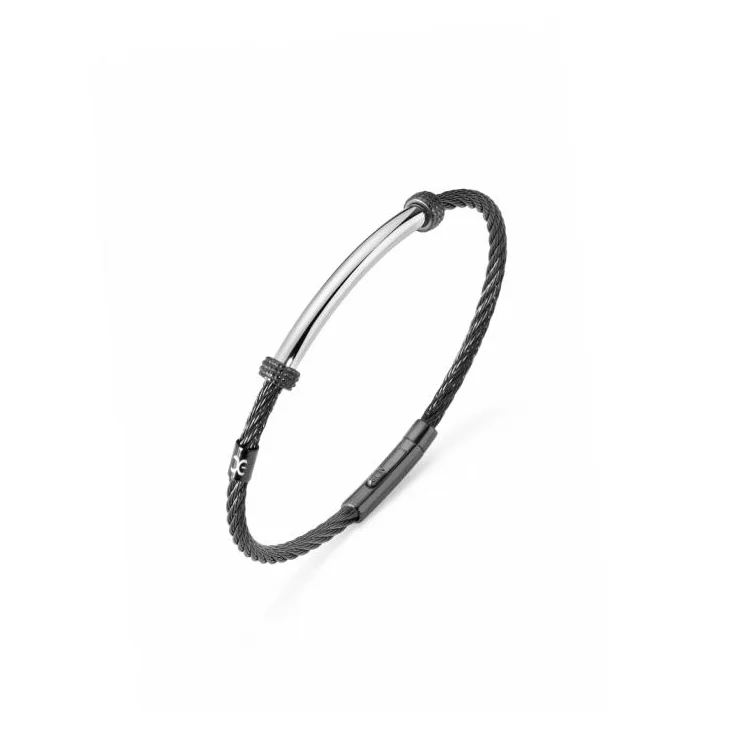 Bracelet Excellence en acier 316L PVD noir câble tressé Small