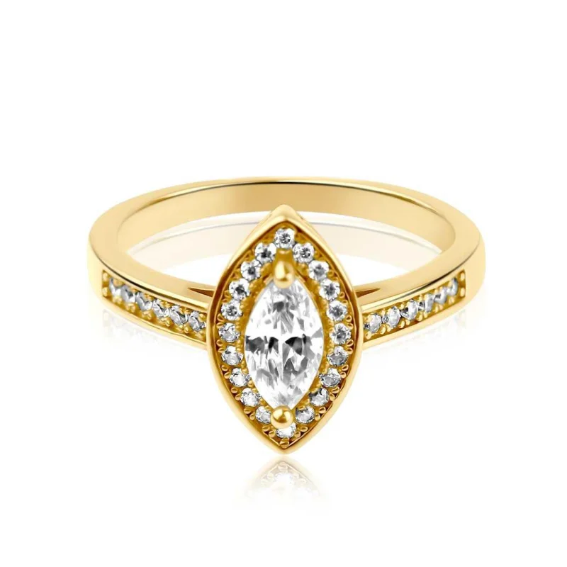 Bague marquise Excellence Plaqué Or 18K 3Mic & TP Bague marquise Excellence Plaqué Or 18K 3Mic & TP