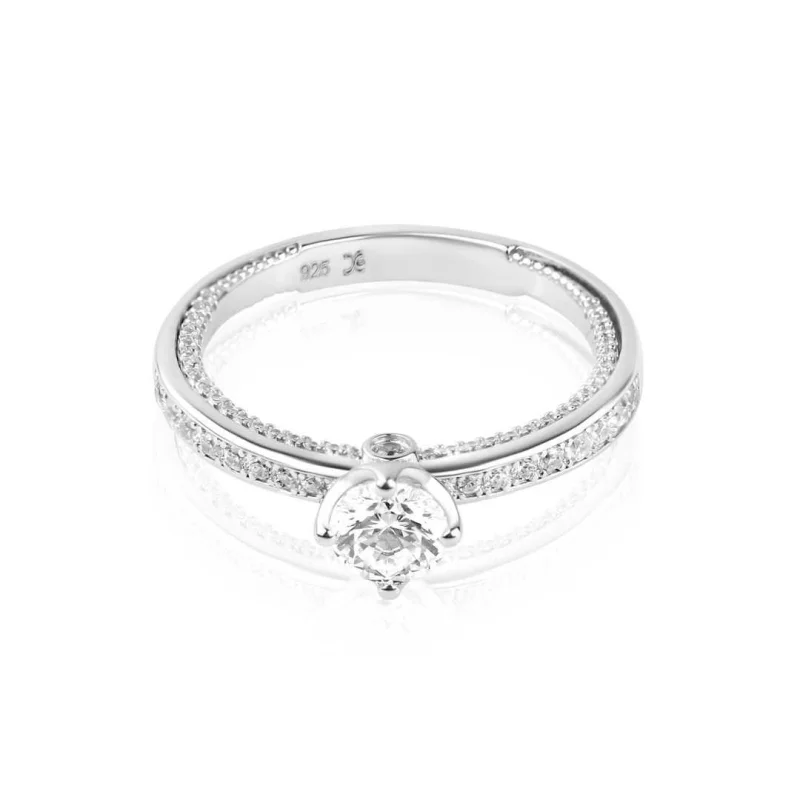 Bague solitaire Excellence Argent 925 Rhodié