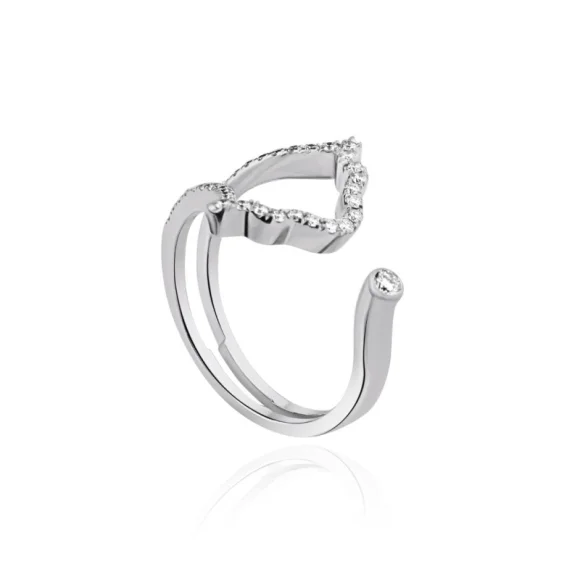 Bague khmissa Excellence Or gris 750/1000 & Diamants