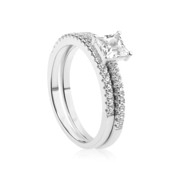 Solitaire & alliance Excellence Argent 925 Rh