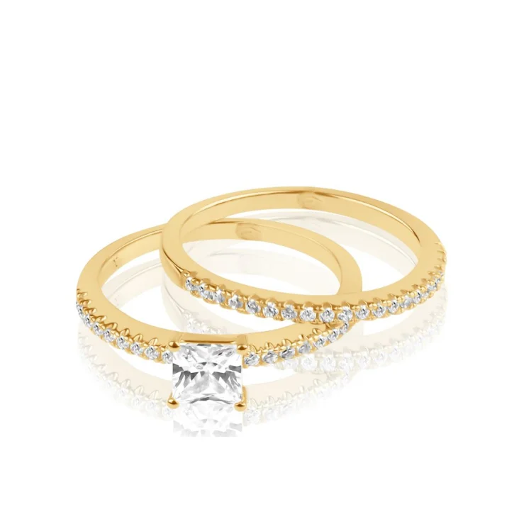 Solitaire & alliance Excellence Plaqué Or 18K 3Mic
