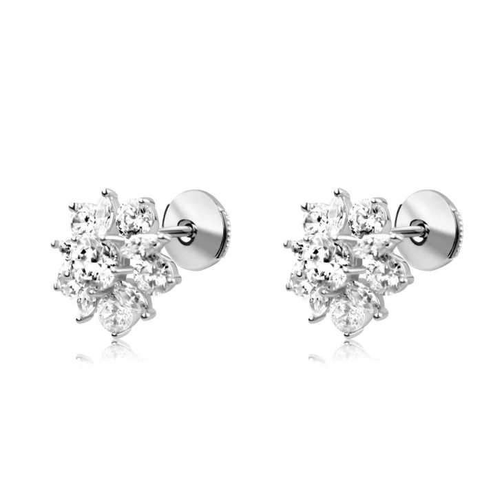 Puces d'oreilles marguerite Excellence Argent 925 Rh 2