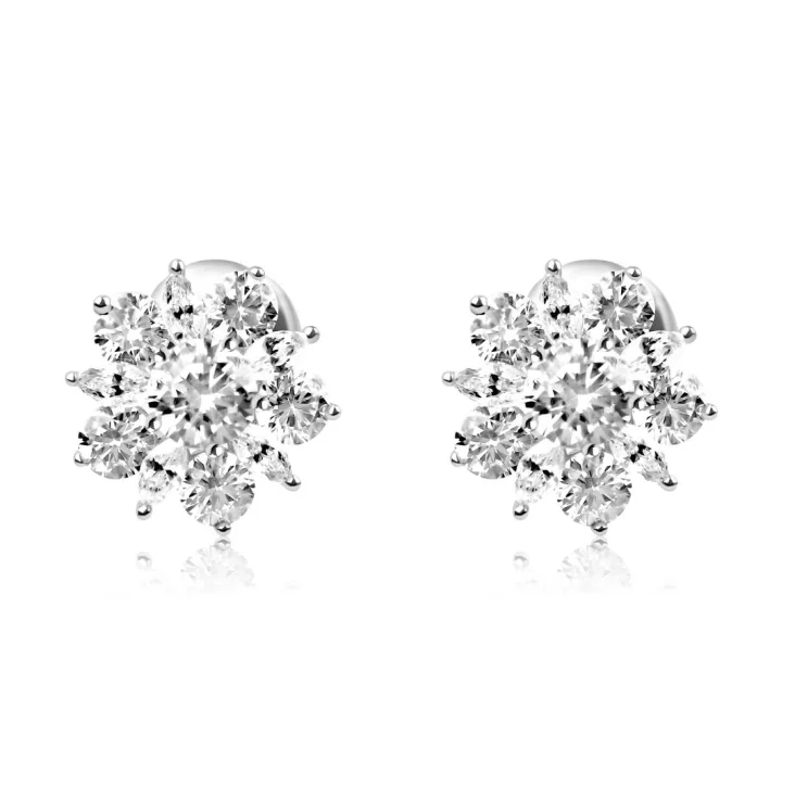 Puces d'oreilles marguerite Excellence Argent 925 Rh