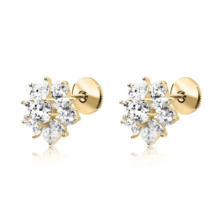 Puces d'oreilles marguerite Excellence Plaqué Or 18K 3Mic 2
