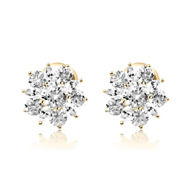 Puces d'oreilles marguerite Excellence Plaqué Or 18K 3Mic