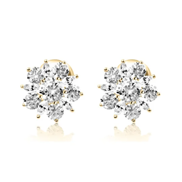 Puces d'oreilles marguerite Excellence Plaqué Or 18K 3Mic