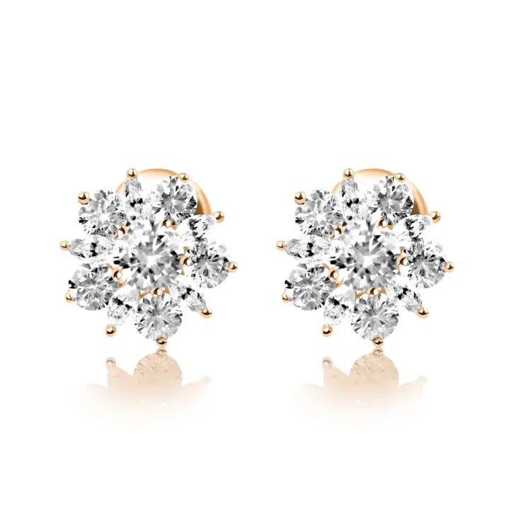 Puces d'oreilles marguerite Excellence Argent 925 R.Gold
