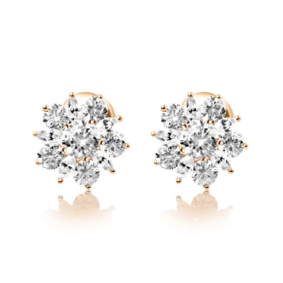 Puces d'oreilles marguerite Excellence Argent 925 R.Gold