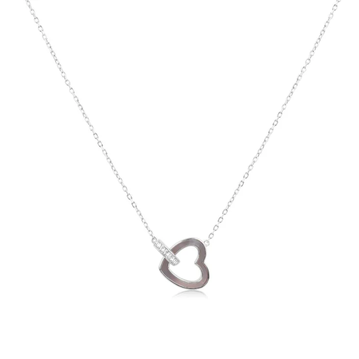 Collier cœur Excellence Argent 925 Rh & MOP