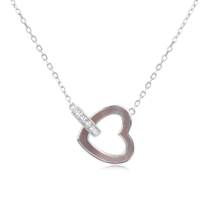 Collier cœur Excellence Argent 925 Rh & MOP 2
