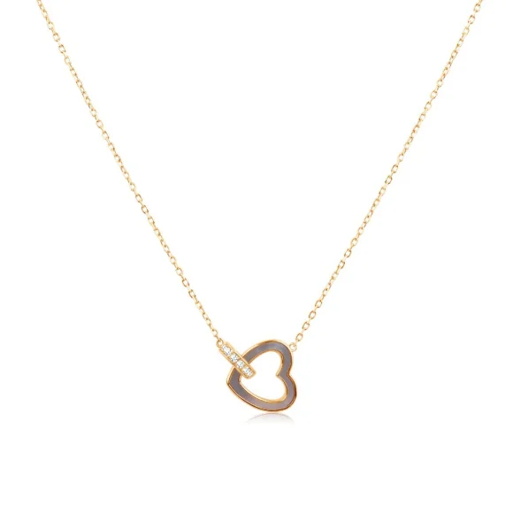 Collier cœur Excellence Plaqué Or 18K 3Mic & MOP