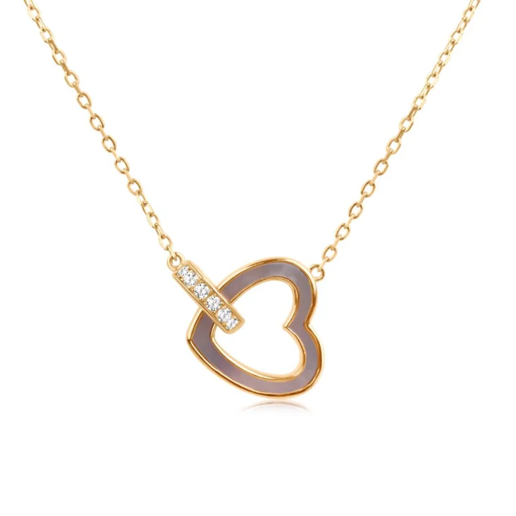 Collier cœur Excellence Plaqué Or 18K 3Mic & MOP 2