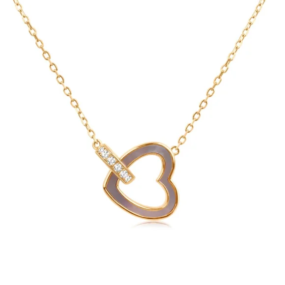 Collier cœur Excellence Plaqué Or 18K 3Mic & MOP