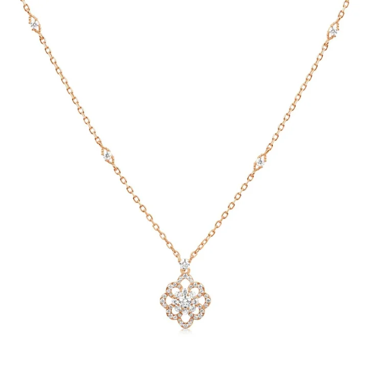 Collier flower Excellence Argent 925 R.Gold