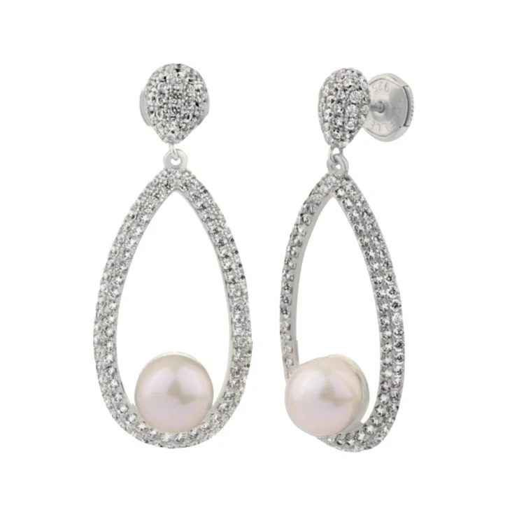 Boucles d'oreilles poire Excellence en argent 925 rhodié...
