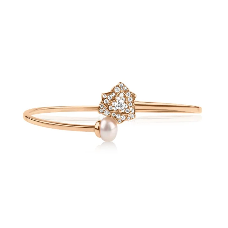 Bracelet Jonc flower Excellence Argent 925 R.Gold & FWP