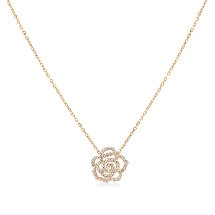 Collier fleur de camèlia Excellence Argent 925 R.Gold