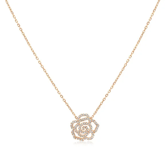 Collier fleur de camèlia Excellence Argent 925 R.Gold