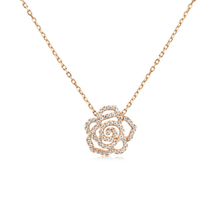 Collier fleur de camèlia Excellence Argent 925 R.Gold 2