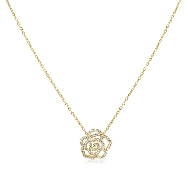 Collier fleur de camèlia Excellence Plaqué Or 18K 3Mic