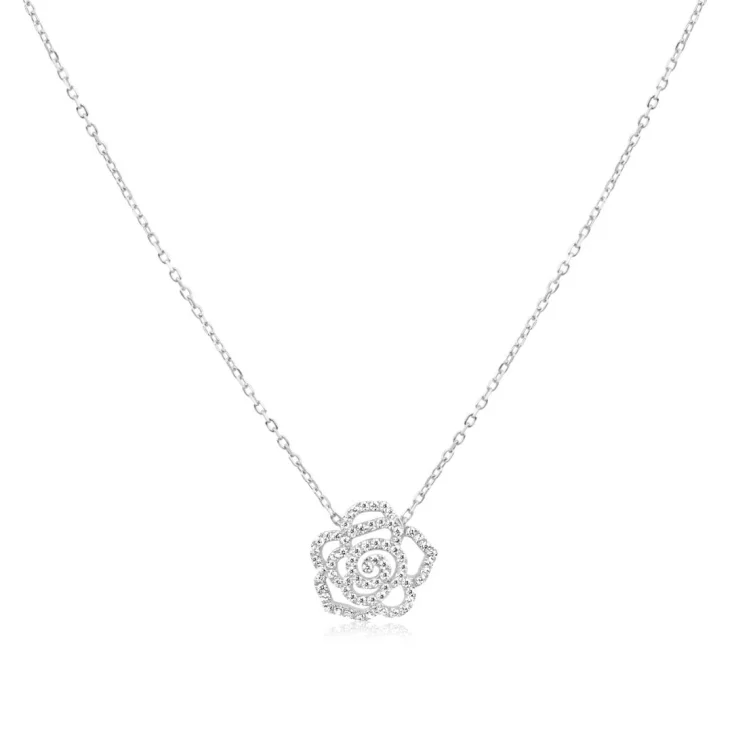 Collier fleur de camèlia Excellence Argent 925 Rh
