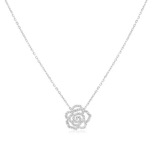 Collier fleur de camèlia Excellence Argent 925 Rh