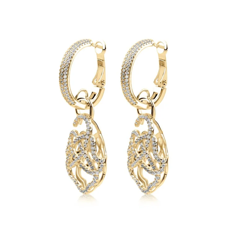 Créoles khmissa pendantes Excellence Plaqué Or 18K 3Mic 2