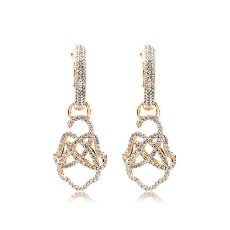 Créoles khmissa pendantes Excellence Argent 925 R.Gold