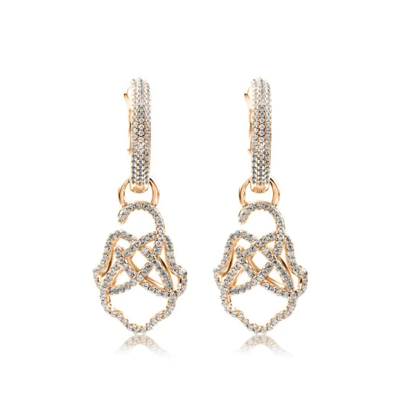 Créoles khmissa pendantes Excellence Argent 925 R.Gold