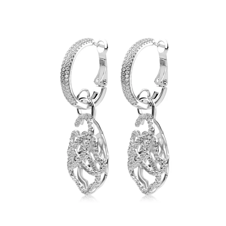 Créoles khmissa pendantes Excellence Argent 925 Rh 2