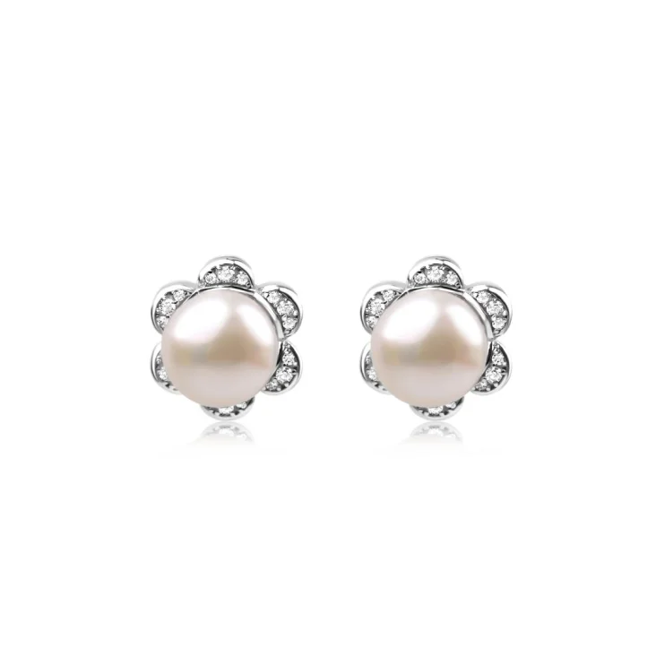 Puces d'oreilles Flower Excellence Argent 925 Rh & FWP
