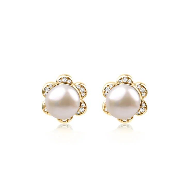 Puces d'oreilles Flower Excellence Plaqué Or 18K 3Mic+D24...